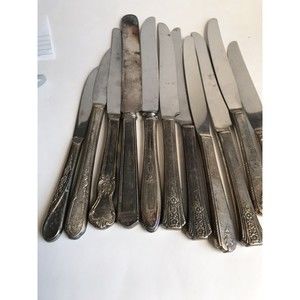 Vintage Stainless USA Floral Flatware Utensils Dinner Knife Lot of 11 used